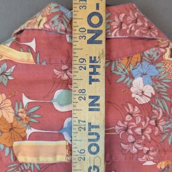 Caribbean Medium Silk/Cotton Blend Hawaiian Button Down Shirt Ukulele Margaritas - Picture 9 of 10